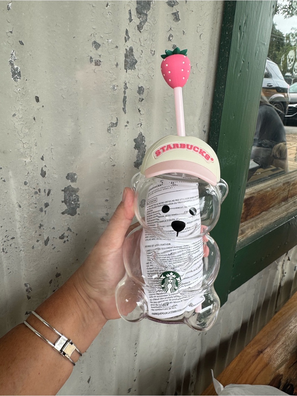 Starbucks Bear Tumbler with Pink Cap and Strawberry Straw limited edition